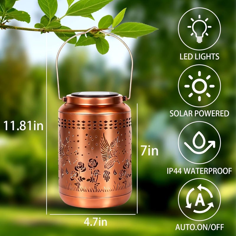 Buwheekoki Hummingbird Solar Lantern Outdoor Hummingbird Decor Garden Decor Waterproof Decor Light Hanging Solar Lights Yard Decor, Christmas Gifts, Gifts for Women, Gifts for Mom, Gifts for Grandma - Image 5